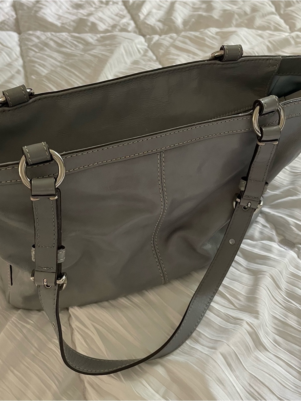 Vintage Coach Grey Leather Small Tote Bag - Picture 5 of 8